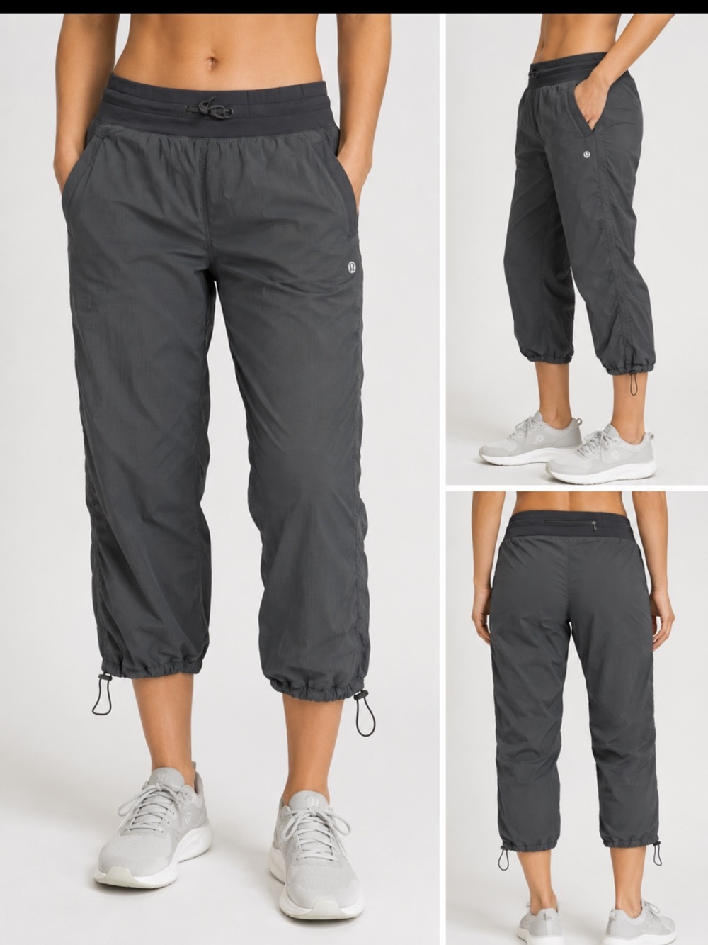 Lululemon gray studio capri pant size 8 hiking, camping casual athletic
